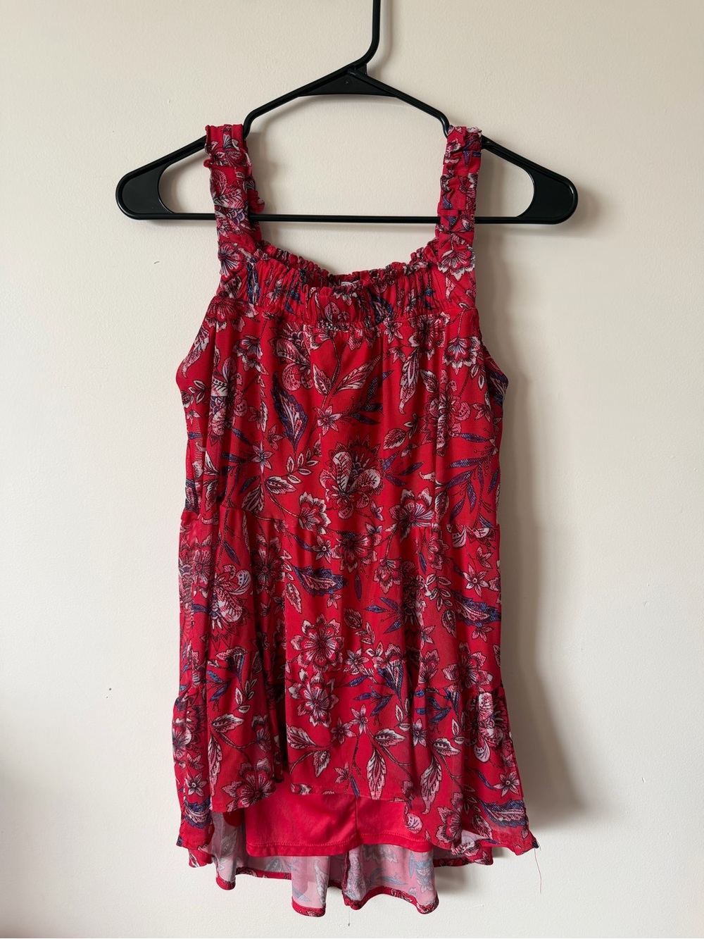 Maurices Red Floral Smocked Top